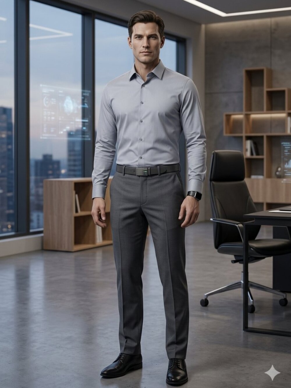 Calvin Klein Shirt light blue slim-fit long-sleeve 16.5 34/35 performance luxury
